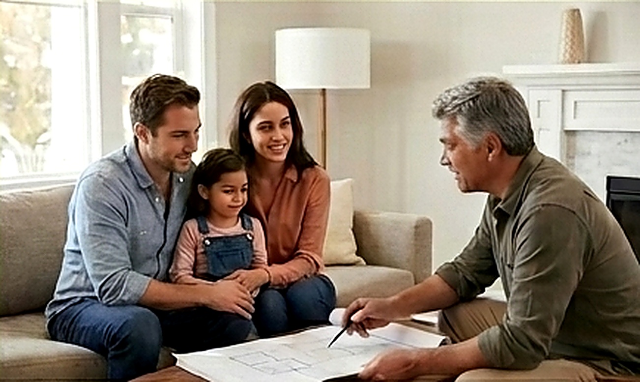 Family meeting with a licensed local contractor at home — True Local Pros.